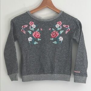 Abercrombie Girl Sweatshirt Embroidered Floral Open Back 5-6